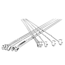 40Pcs Durable Stainless Steel Flat Skewers Silver Bbq Grilling Sticks