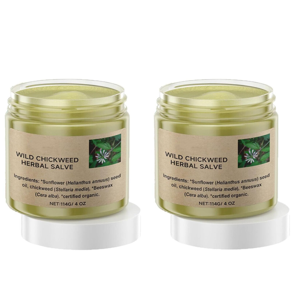 Organic Chickweed Herbal Salve 4oz 2pcs for Deep Hydration and Smooth Skin Care