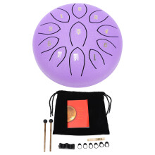 Purple Steel Tongue Drum 6in 11 Tones Handpan with Rainfall Sound for Outdoor Garden Chakra