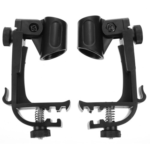 2 Pack Microphone Clip Drum Rim Clamp Stand Holder Use Adjustable