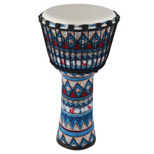 10x20 Inch African Djembe Drum with Goatskin Head, PVC Body, Ropelock Tuning, Blue Fabric Cover