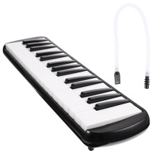 32 Key Melodica Keyboard for Beginners and Students with Dual Mouthpieces Durable Black Design