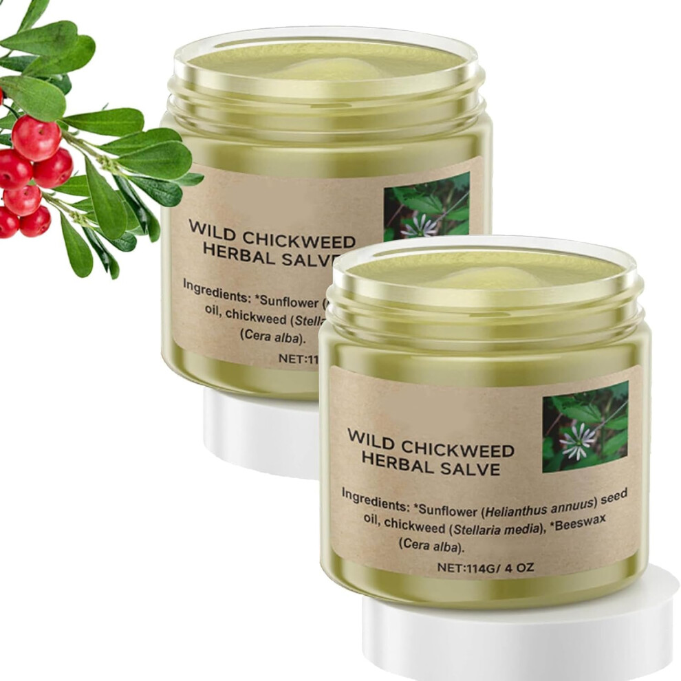 Organic Chickweed Salve 4oz 2 Pack Herbal Skin Cream for Targeted Smoothing and Daily Care