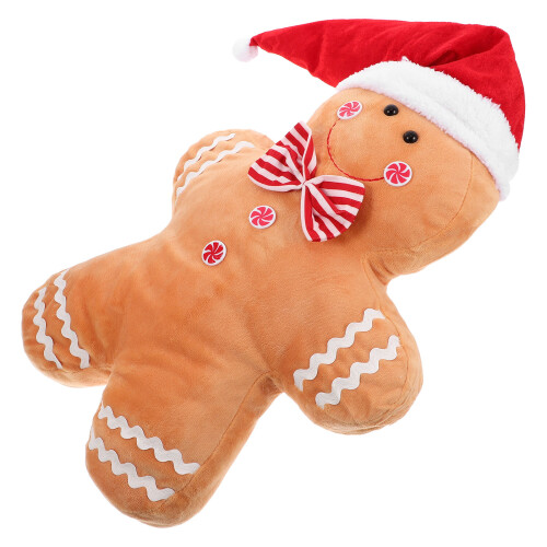2Pcs Multi Soft Stuffed Gingerbread Man Pillows Festive Holiday Decor 2