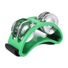 Foot Tambourine with Durable Metal Bells for Guitar Players, Hands Percussion, Green