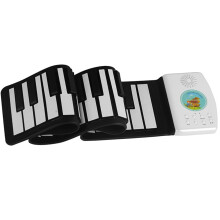 49 Key Roll Up Piano with Speaker, Foldable Electronic Keyboard for Beginners, Black