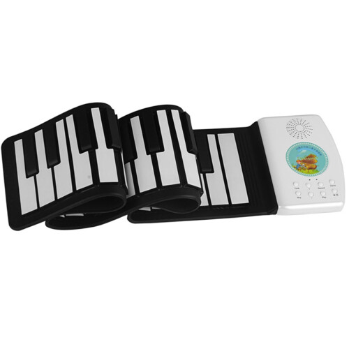 49 Key Roll Up Piano with Speaker, Foldable Electronic Keyboard for Beginners, Black