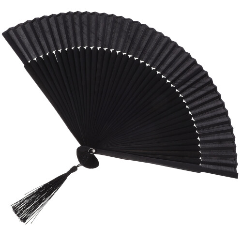 3Pièces Éventail Pliable Noir Bambou Soie Pour Robuste