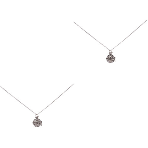 2Pcs Silver Diffuser Pendant Aromatherapy Necklace Retro Style Jewelry 2