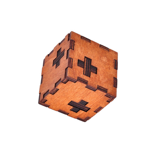 2Pièces Puzzle En Bois Naturel Lu Ban Cube Démonter Réassembler Fun 1
