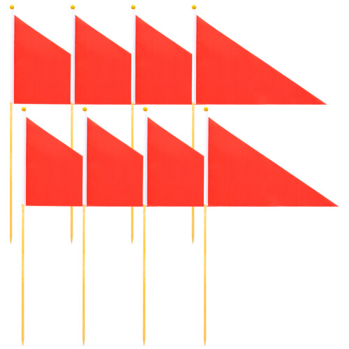 24Pièces Drapeaux Marqueurs Triangulaires Rouge En Bambou Polyester 2