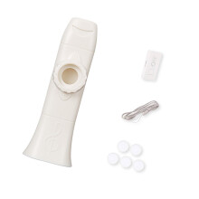 White ABS Kazoo Musical Instrument for Kids and Adults, Easy Play Design with Lanyard and 5 Membranes
