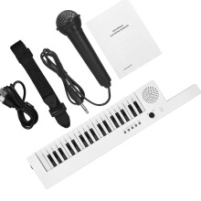 37 Key Kids Electronic Keyboard Piano with Microphone, Rechargeable Guitar Shape for Beginners