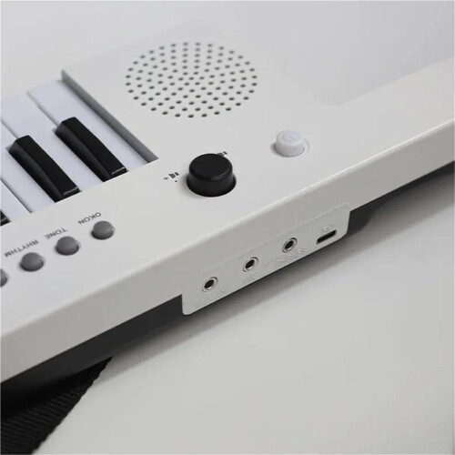 37 Key Electronic Keyboard with Microphone USB Rechargeable Digital Piano White with Strap 2