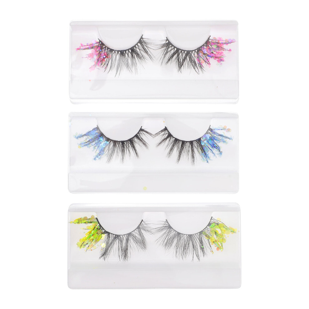 Totority 12Pairs Fake Glitter Lashes For Women Thicker Longer Eye Look