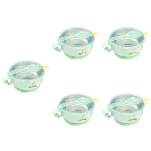 5Ensembles Bols Bébé Autonomie Vert Avec Cartoon 1