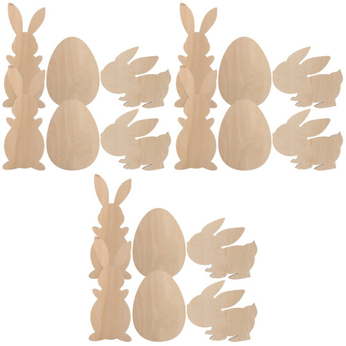 18Pcs Unfinished Easter Cutouts Light Brown DIY Crafts 2