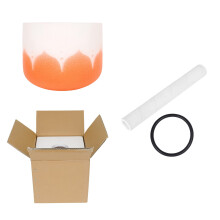 8 Inch D Key Crystal Singing Bowl Set for Meditation and Chakra Healing, Clear Tone, Red Pumpkin Design