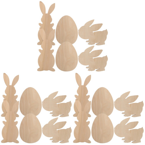 18Pcs Unfinished Easter Cutouts Light Brown DIY Crafts 1