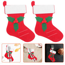 20Pcs Lightweight Felt Christmas Tableware Stocking Bag for Party Use