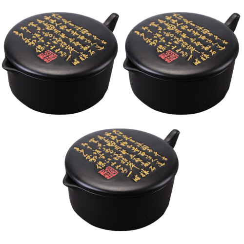 3Pcs Black Ceramic Calligraphy Inkstone Smooth Multipurpose Inkslab 2