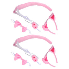4Sets Pig Ears Headband Costume Accessories Set Pink Animal Hairbands