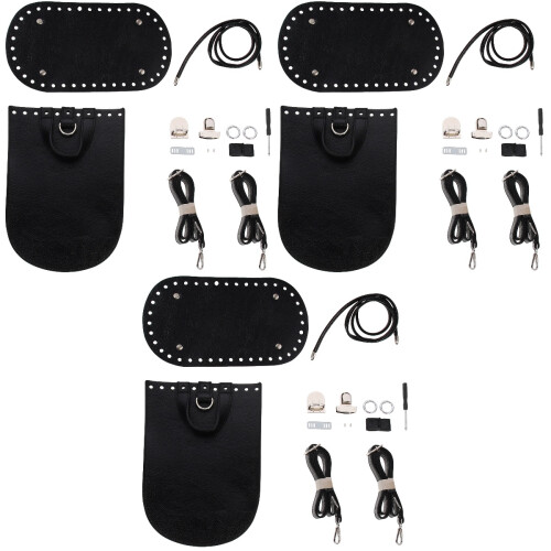 3Sets DIY Shoulder Bag Accessories Black PU Backpack Making Supplies 2