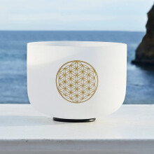 528Hz 8 Inch C Note Quartz Crystal Singing Bowl Flower of Life Chakra  Purity Sound