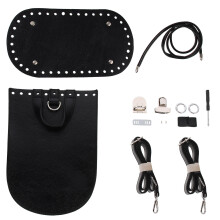 3Sets DIY Shoulder Bag Accessories Black PU Backpack Making Supplies