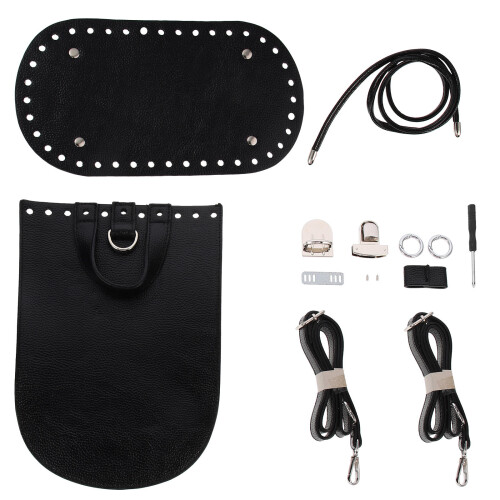 3Sets DIY Shoulder Bag Accessories Black PU Backpack Making Supplies