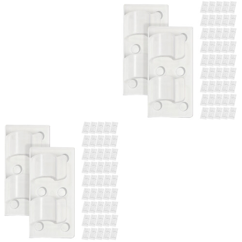 100Pcs White PP Wire Clips Self-Adhesive Desktop Cord Organizer Kit 2
