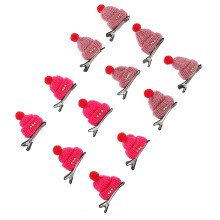 24Pcs Xmas Head Accessories Woolen Little Hat Hair Clips for Children