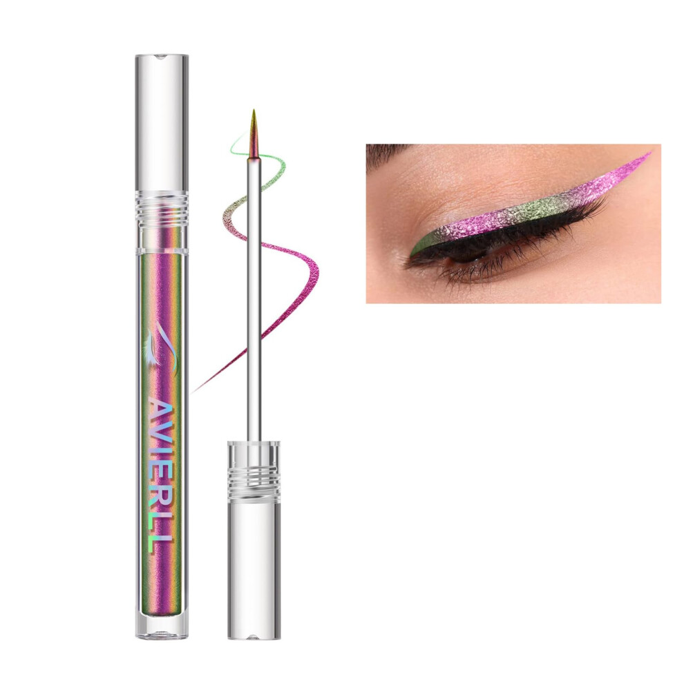 Metallic Liquid Eyeliner and Multicolor Glitter Eyeshadow, Longwear Smudgeproof Chameleon Effect