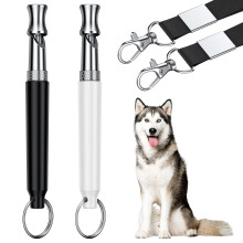 Dog Training Whistle Set, Adjustable Ultrasonic Tone for Long Range Recall, Stainless Steel, Black and White