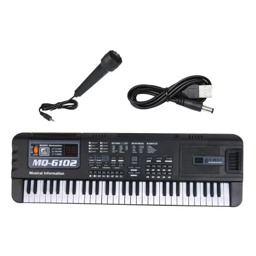 61 Key Electronic Keyboard Piano with Microphone, Full Size Keys, Portable for Beginners