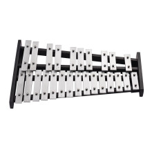 25 Note Glockenspiel Xylophone with Precision Aluminum Bars, Wooden Base, 2 Mallets and Carry Bag