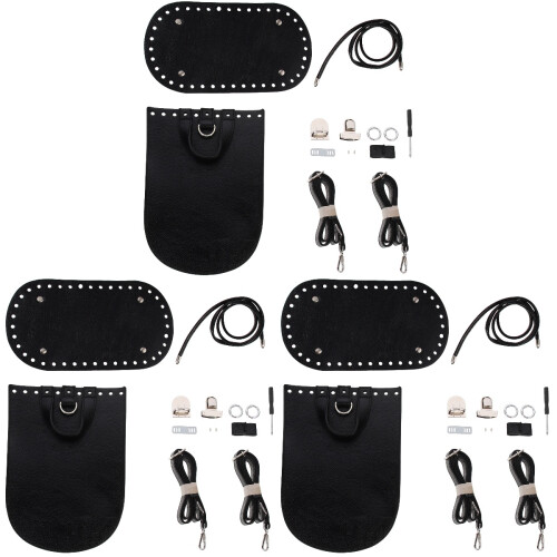 3Sets DIY Shoulder Bag Accessories Black PU Backpack Making Supplies 1