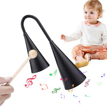 Cowbell Percussion Instrument with Wooden Striker, TwoTone Metal Sound for Music and Latin Sessions