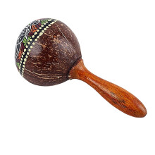 Coconut Shell Maracas with Wooden Handle, Natural Sound Percussion for Adults Parties Concerts 1pc