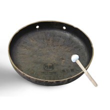 15cm Handheld Chinese Gong with Striker, Small Copper Gong for Ceremonies, Clear Resonant Sound