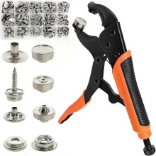 (As show, Yellow) Professional Eyelet Punch Kit with 40 Sets 15mm Metal Buckle for Belt Clothes Curtains Shoes Tent Tarpaulin Grommet Pliers Kit