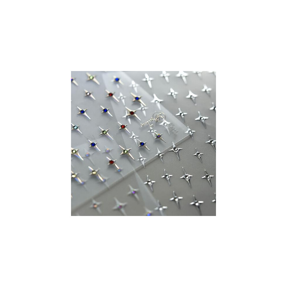 5D Embossed Nail Art Stickers with Rhinestones Laser Colorful SelfAdhesive Decals for DIY Manicure