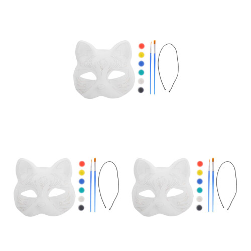 3Ensembles Masques Blancs Chat Pour Cosplay Création DIY 2