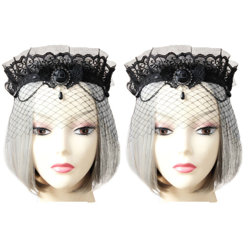 2Pièces Accessoire Tête Voile Noir Vintage Idéal 1