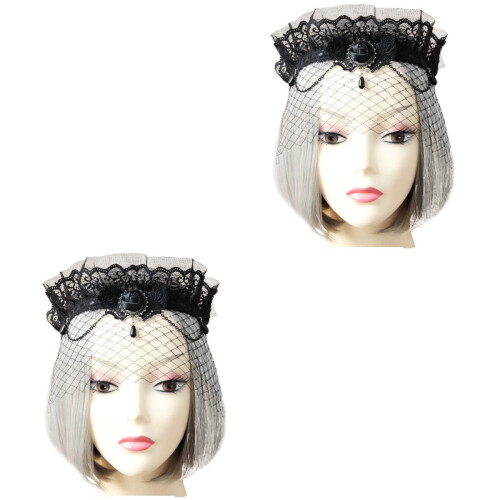 2Pièces Accessoire Tête Voile Noir Vintage Idéal 2