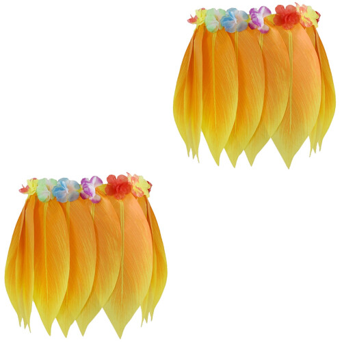 2Pièces Jupe Danse Hawaïenne Orange Pour Fête 2