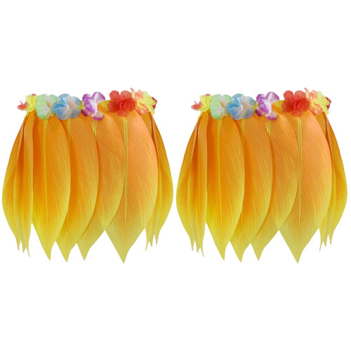 2Pièces Jupe Danse Hawaïenne Orange Pour Fête 1