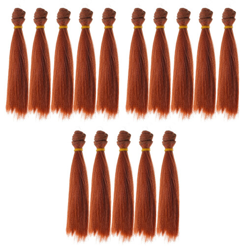 15Pièces Perruques DIY Lisses Marron PP Déco 2