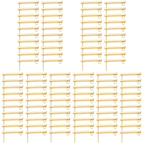 100Pièces Supports Boucles D'oreilles Rectangulaires Dorés Usage DIY 1