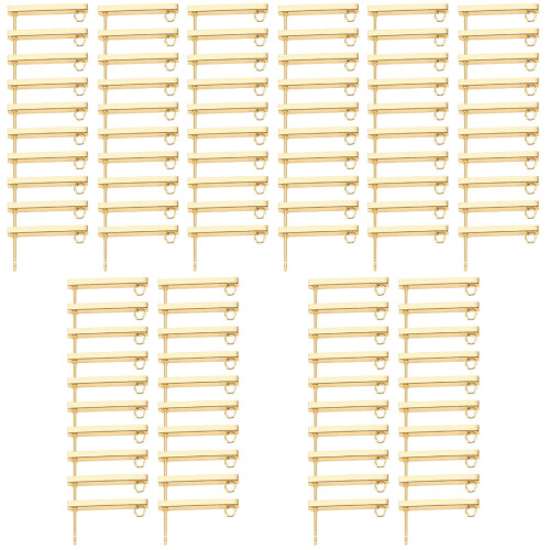 100Pièces Supports Boucles D'oreilles Rectangulaires Dorés Usage DIY 2